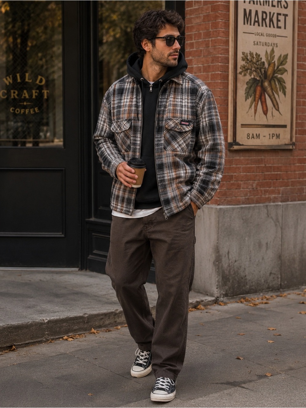 Plaid Flannel Shacket in Brown and Black